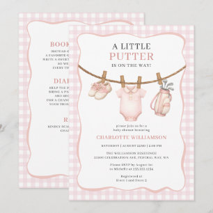 Alles in Einem Rosa Golf Wäscheleine Baby Shower Einladung