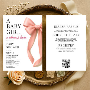Alles in Einem Rosa Schleife Baby Shower Einladung