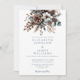 Alles in einem rustikalen floralen Pinecone QR Cod Einladung