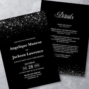 Alles in einem Schwarzen Glitzer Hochzeit Einladung