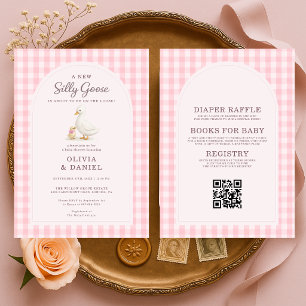 Alles in Einem Silly Goose Rosa Paare Baby Shower Einladung