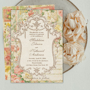 Alles in Einem Viktorianischen Französischen Flora Einladung