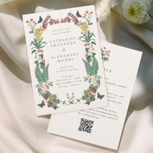 Alles in Einem Vintage Verzierte Florale Hochzeit Einladung