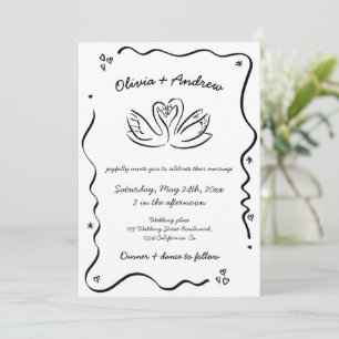 Alles in Einem Whimsical Funky Handgezeichnete Hoc Einladung