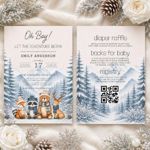 Alles in Einem Winter-Wald-Baby-Shower Einladung