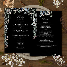 Alles in einer blumenschwarzen und weißen Hochzeit Einladung