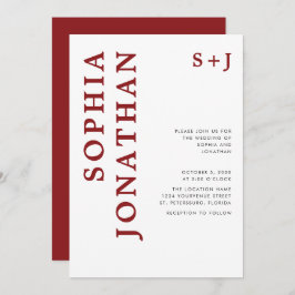 Alles in einer Burgundy-Fett-Typografie-Hochzeit Einladung