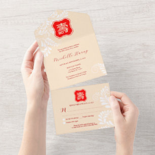 Alles in einer chinesischen Lebenserwartung Einlad All In One Einladung