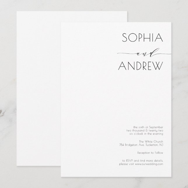 Alles in einer einfachen, modernen Kalligrafie-Hoc Einladung (Vorne/Hinten)