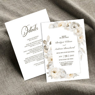 Alles in einer eleganten Hochzeit mit weißer Blüte Einladung