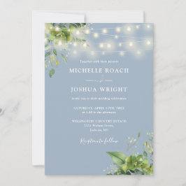 Alles in einer grünen Lichter dusty Blue Wedding Einladung