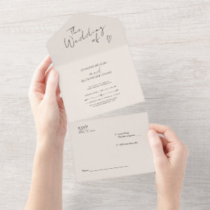 Alles in einer Hochzeit laden Minimalistische Mode All In One Einladung