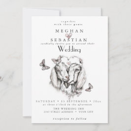 Alles in Einer Hochzeit Ziegen in Liebe Einladung