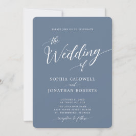 Alles in einer Kalligrafie Trendy Dusty Blue Weddi Einladung
