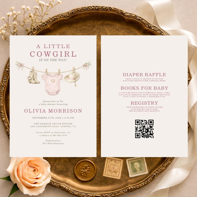 Alles in einer kleinen Cowgirl-Wäscheleine-Baby-Pa Einladung (Von Creator hochgeladen)