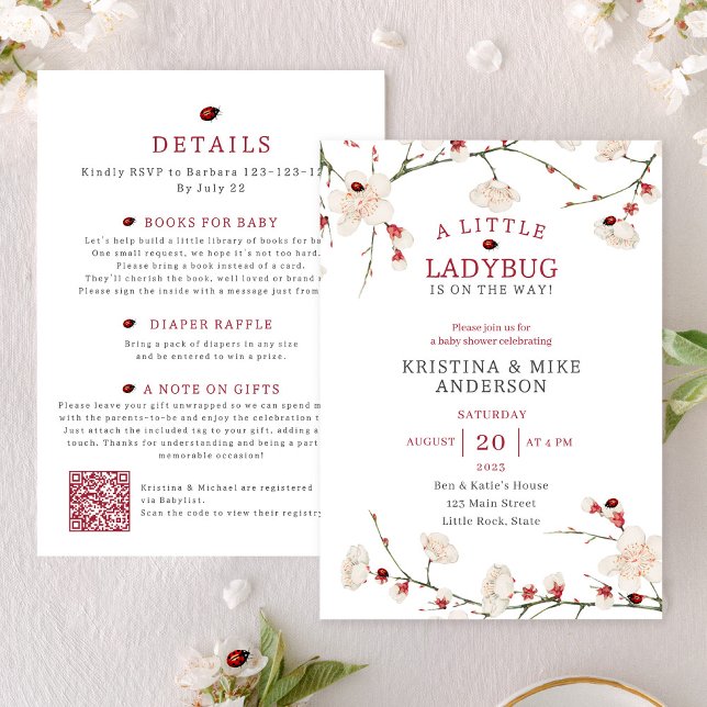 Alles in einer kleinen Ladybug QR Code Dusche Einladung (Von Creator hochgeladen)