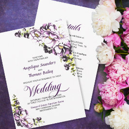 Alles in einer Lila Blumenhochzeit Einladung