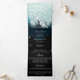 Alles in einer Minute Blush Blue Heart Leaf Hochze Dreifach Gefaltete Einladung