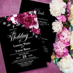 Alles in einer moody-rosa Rose Blues Black Wedding Einladung