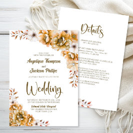 Alles in einer orangen Blumenhochzeit Einladung