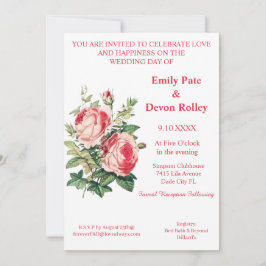 Alles in einer rosa Rose florale Elegante Grüne Ho Einladung