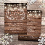 Alles in einer rustikalen Holzsaitenhochzeit Einladung<br><div class="desc">Eine rustikale Hochzeitseinladung mit hübschen Saitenlichtern und einer zarten,  von Hand gezeichnet,  rustikalen Blumengarten mit botanischem Blattblättern und stilvoller Schriftzeichen auf rustikalem Holzboden. Personalisieren Sie mit all Ihren besonderen Hochzeitstag Informationen auf der Rückseite einschließlich Ihrer UAWG,  Unterkunft und zusätzliche Details. Entwickelt von Thisisnotme©</div>
