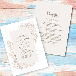 Alles in einer rustikalen neutralen Blumenhochzeit Einladung