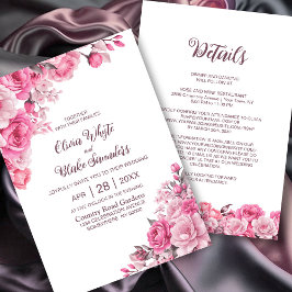 Alles in einer rustikalen rosa Blumenhochzeit Einladung
