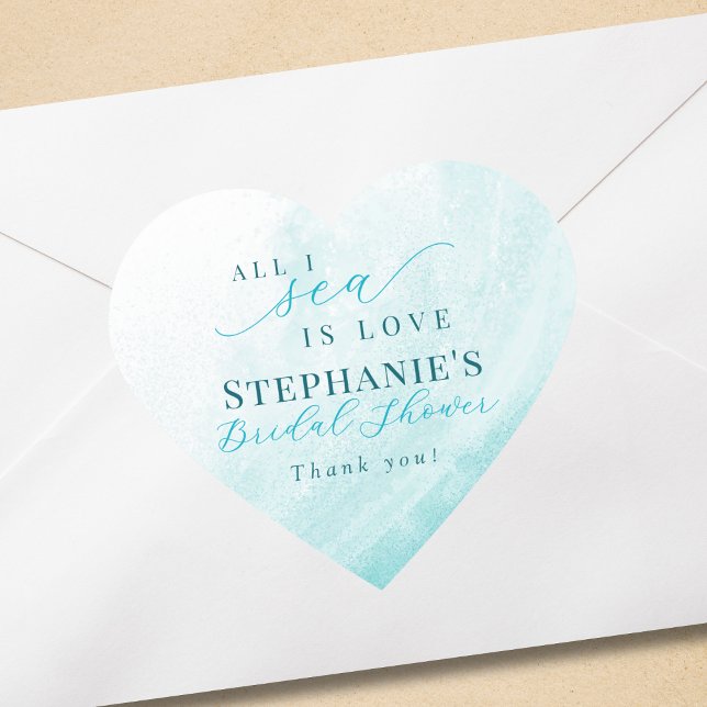 Alles in Meer ist Liebe Aquamarin Ocean Beach Brau Herz-Aufkleber (Von Creator hochgeladen)