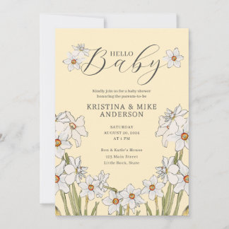 Alles in One Yellow Spring Hello Baby Dusche Einladung