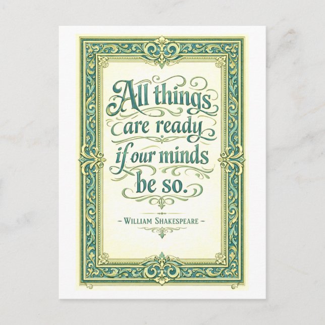 "Alles ist bereit" Shakespeare Postkarte (Vorderseite)