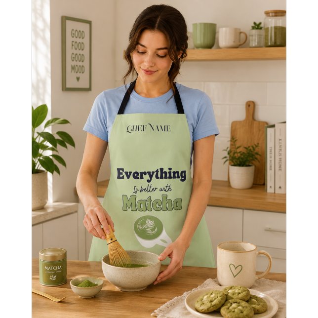 Alles ist besser mit Matcha ,Matcha Green Tee Schürze (Von Creator hochgeladen)