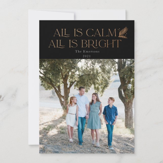 Alles ist Calm All ist helles Weihnachts-Foto Blac (Vorderseite)