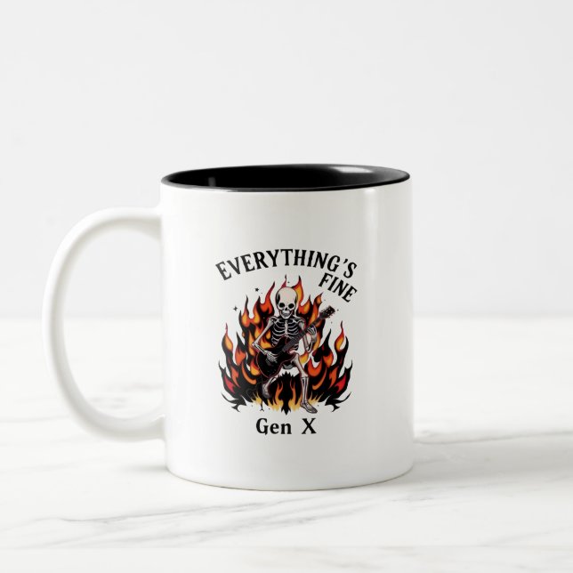 Alles ist eine gute Gen X-Tasse Zweifarbige Tasse (Links)
