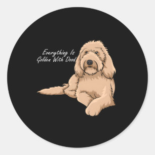 Alles ist goldgelb mit meinem Goldendoodle Runder Aufkleber