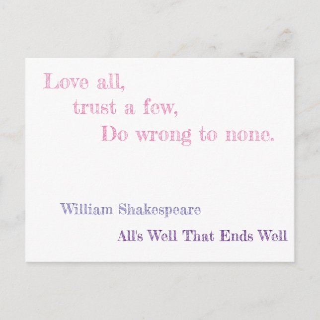 Alles ist gut, das endet gut postkarte (Vorderseite)