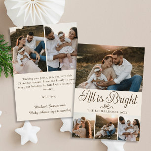 Alles ist hell Creme Elfenbein Multi Foto Weihnach Feiertagskarte