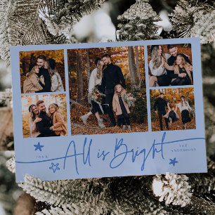Alles ist hellblaue Mehrfach-Foto-Weihnachtskarte Feiertagskarte