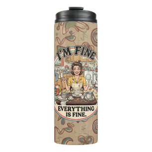 Alles ist in Ordnung Lustiger Retro-Hausfrauen-H Thermosbecher