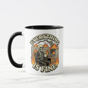 Alles ist in Ordnung   Lustiger Skelett-Müllcontai Tasse
