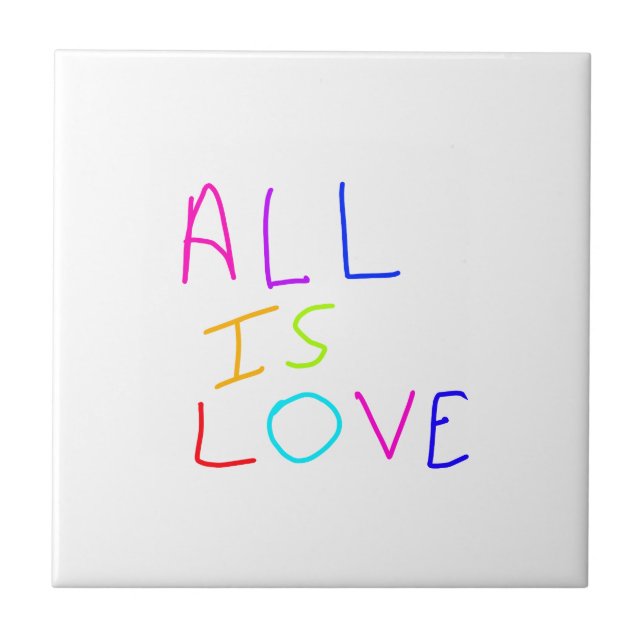 Alles ist Liebe Regenbogen farbenfroher Stolz LGBT Fliese (Vorderseite)