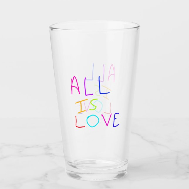 Alles ist Liebe Regenbogen farbenfroher Stolz LGBT Glas (Vorderseite)