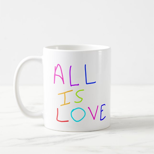 Alles ist Liebe Regenbogen farbenfroher Stolz LGBT Kaffeetasse (Links)