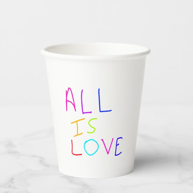 Alles ist Liebe Regenbogen farbenfroher Stolz LGBT Pappbecher (Vorderseite)