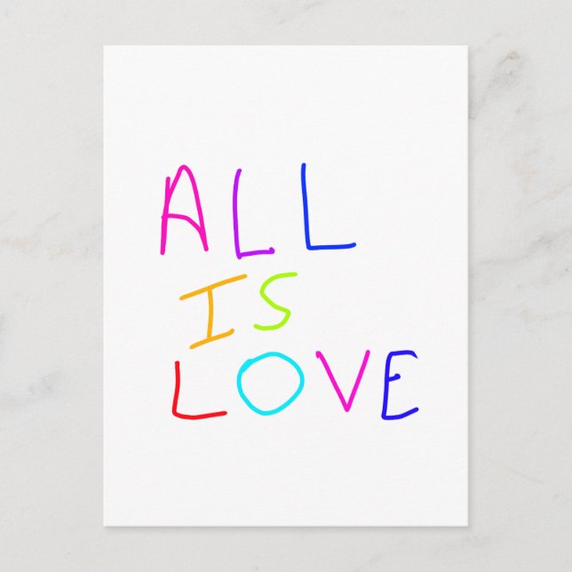 Alles ist Liebe Regenbogen farbenfroher Stolz LGBT Postkarte (Vorderseite)