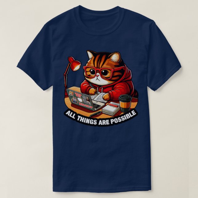 Alles ist möglich Chubby Tabby Cat Laptop Ho T-Shirt (Design vorne)