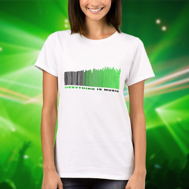 Alles ist Musik Zitat Green Barcode Equalizer T-Shirt (Von Creator hochgeladen)