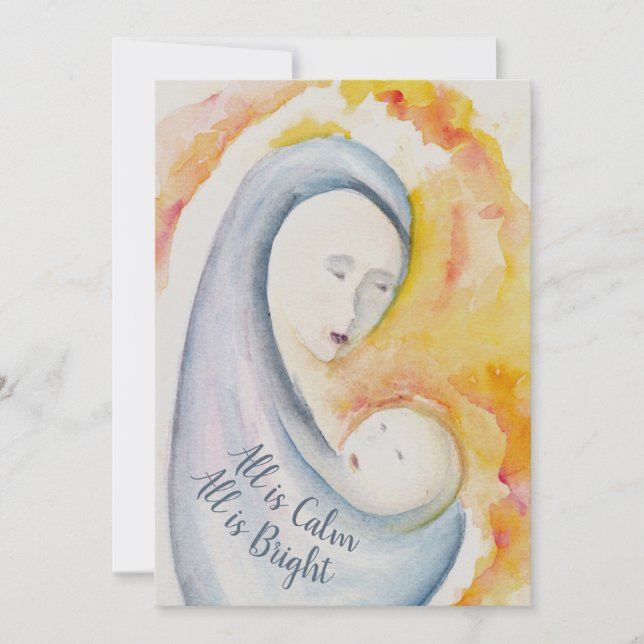 Alles ist ruhig, alles ist hell, Madonna und Kind Feiertagskarte (Vorderseite)