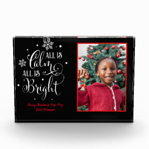 Alles ist ruhig/Weihnachts-Zitat/Acrylgeschenk Fotoblock