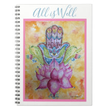 Alles ist wohle Hamsa Kunst-gewundenes Notizbuch